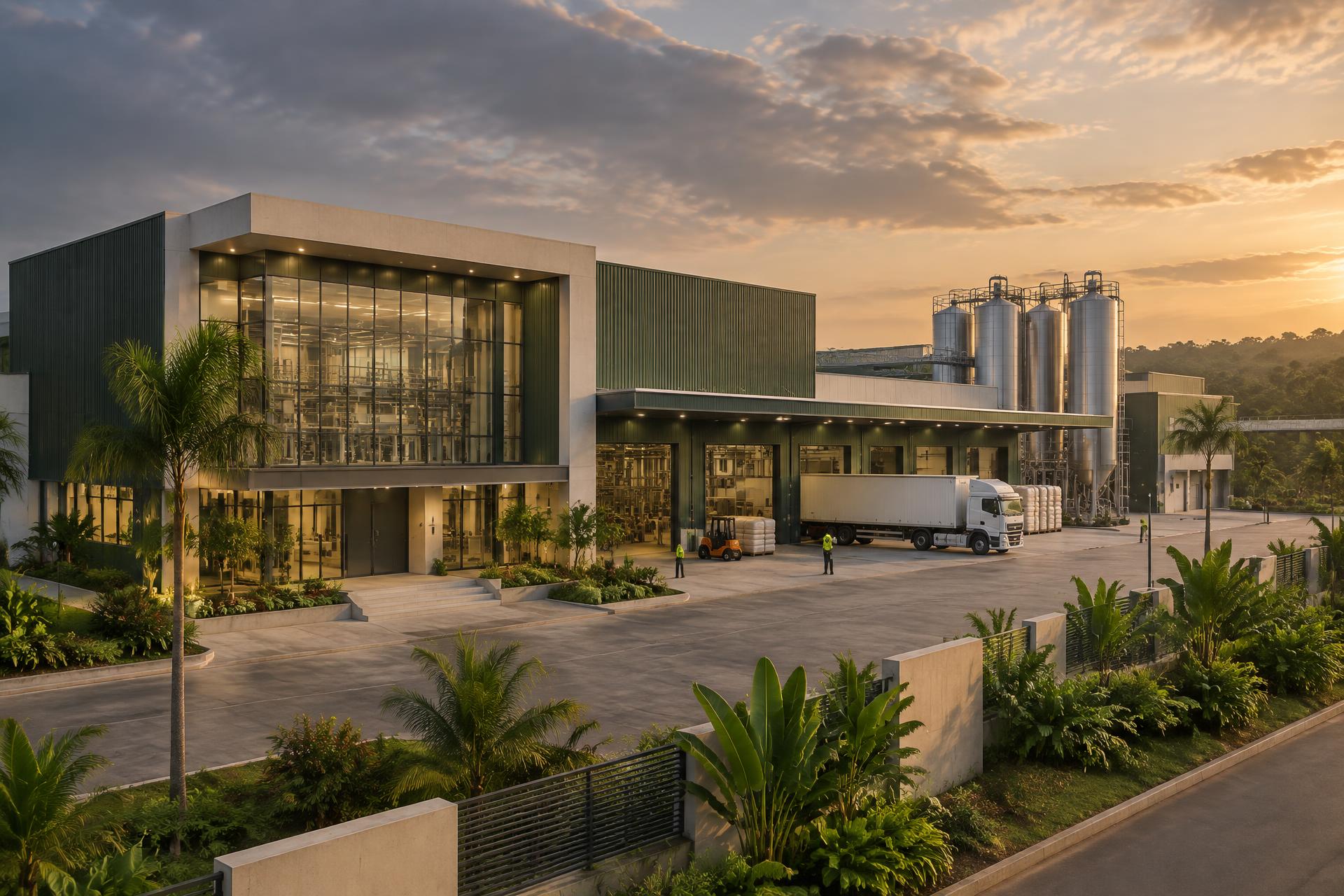 Architectural vision of MFI's modern African food-processing facility